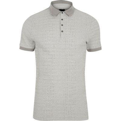 River Island Mens Textured Ribbed Muscle Fit Polo Shirt