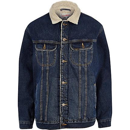 River Island Mens Lee Big And Tall Borg Denim Jacket
