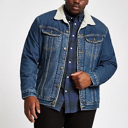 River Island Mens Lee Big And Tall Fleece Denim Jacket