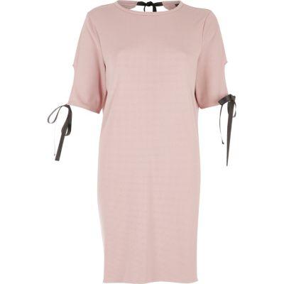River Island Womens Blush Bow T-shirt Dress