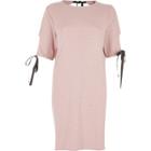 River Island Womens Blush Bow T-shirt Dress