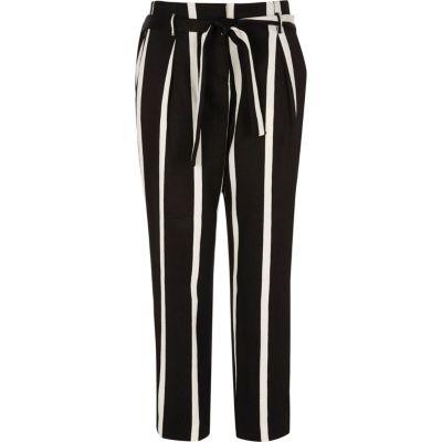 River Island Womens Stripe Print Tie Waist Tapered Pants