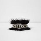 River Island Womens Faux Fur Rhinestone Embellished Choker