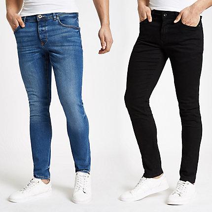 River Island Mens And Blue Sid Skinny Fit Jeans 2 Pack