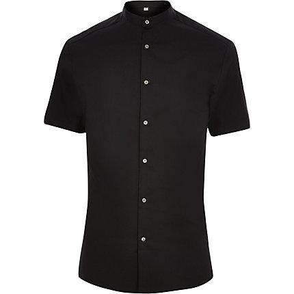 River Island Mens Poplin Grandad Collar Button-up Shirt