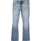 River Island Mens Mid Wash Raw Hem Sid Skinny Kickflare Jeans