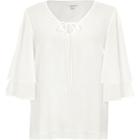River Island Womens White Dobby Tiered Frill Sleeve Top
