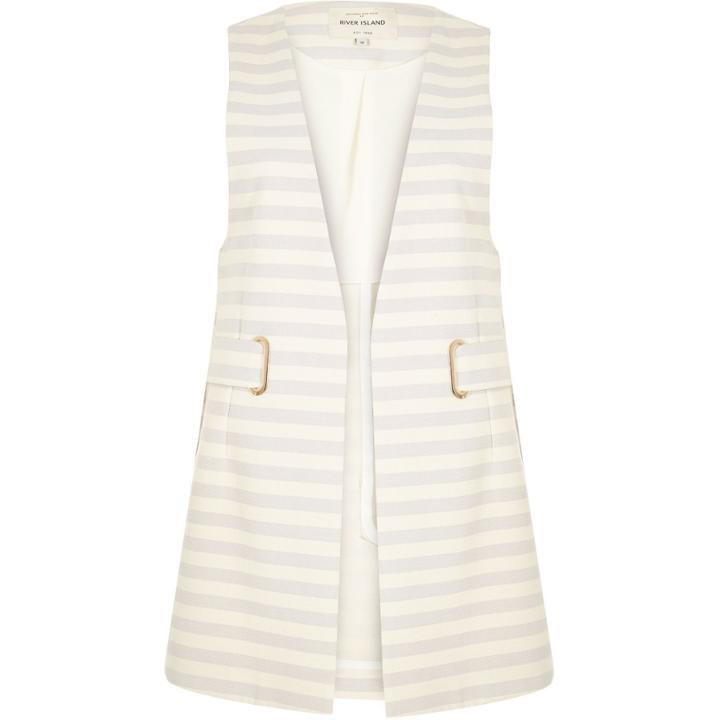 River Island Womens Stripe Eyelet Sleeveless Jacket