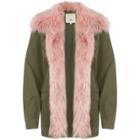 River Island Womens With Pink Fur Trim Coat