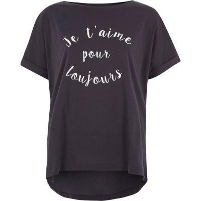 River Island Womens 'je T'aime' Flock Print Slouch T-shirt