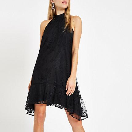 River Island Womens Lace Halter Neck Swing Dress