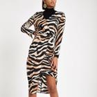 River Island Womens Tiger Print Wrap Midi Dress
