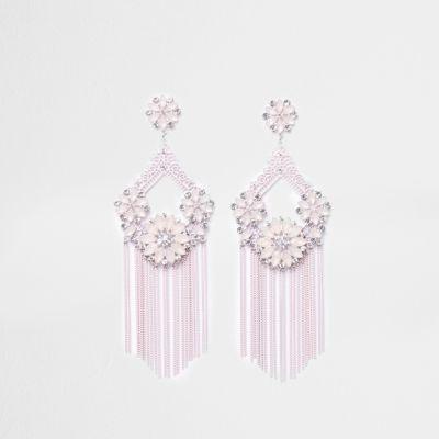 River Island Womens Floral Tassel Drop Earrings