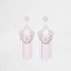 River Island Womens Floral Tassel Drop Earrings