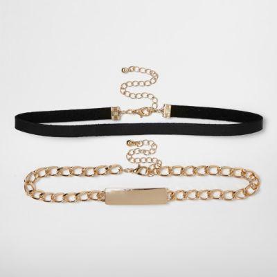 River Island Womens And Gold Tone Chain Choker Pack
