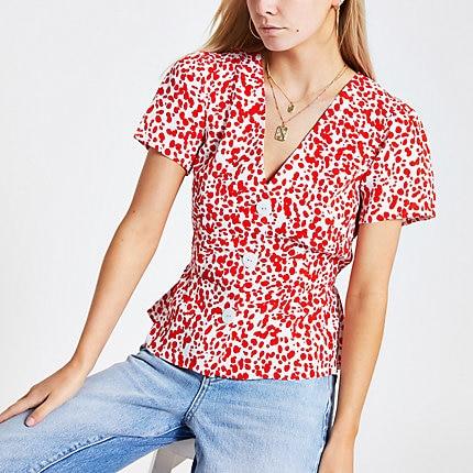 River Island Womens Petite Print Tea Top