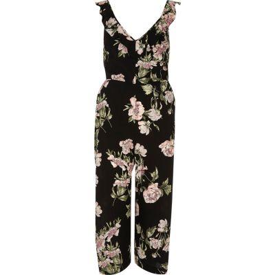 River Island Womens Floral Back Tie Culotte Jumpsuit