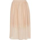 River Island Womens Nude Pleated Lace Trim Midi Skirt