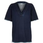 River Island Womens Dark Wash Frayed Denim T-shirt