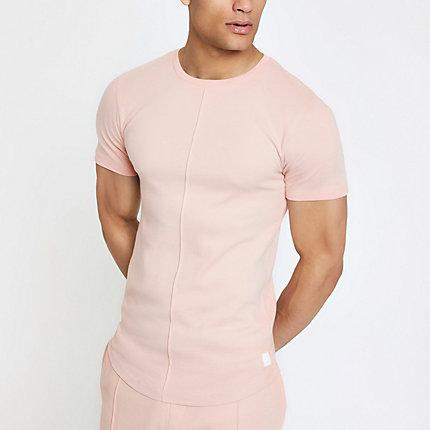 River Island Mens Muscle Fit Interlock T-shirt