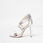 River Island Womens Silver Caged Strappy Wide Fit Sandals