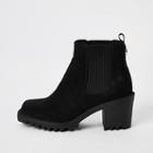 River Island Womens Suedette Square Toe Heeled Ankle Boots