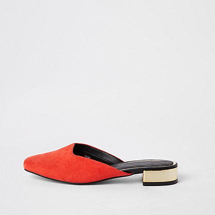 River Island Womens Square Toe Backless Loafers