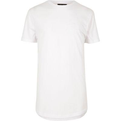 River Island Mensbig & Tall White Curved Hem Longline T-shirt