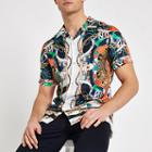 River Island Mens White Short Sleeve Baroque Shirt