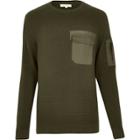 River Island Mens Military Knitted Sweater