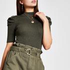 River Island Womens Metallic Puff Sleeve Top