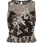 River Island Womens Embroidered Chiffon Peplum Top