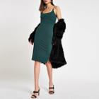 River Island Womens Ribbed Diamante Trim Bodycon Dress