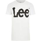 River Island Mens White Lee Logo Print Crew Neck T-shirt