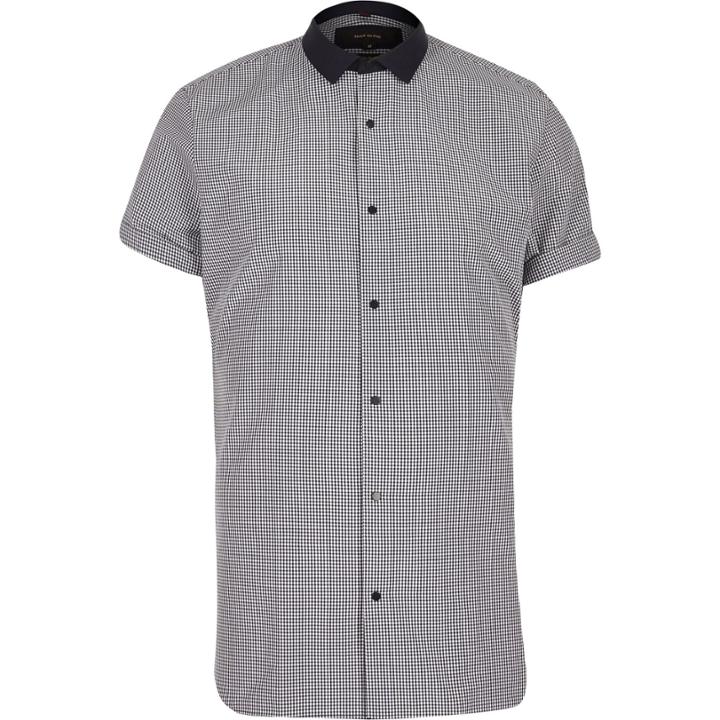 River Island Mensnavy Gingham Slim Fit Shirt