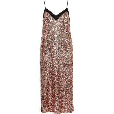 River Island Womens Sequin Midi Slip Dress