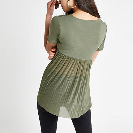 River Island Womens Pleated Short Sleeve T-shirt