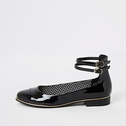 River Island Womens Patent Ankle Strap Ballet Shoe