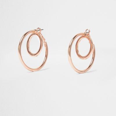 River Island Womens Rose Gold Double Hoop Earrings