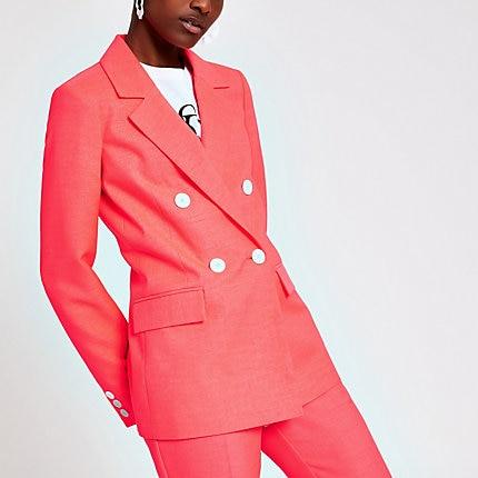 River Island Womens Neon Double-breasted Boyfriend Blazer