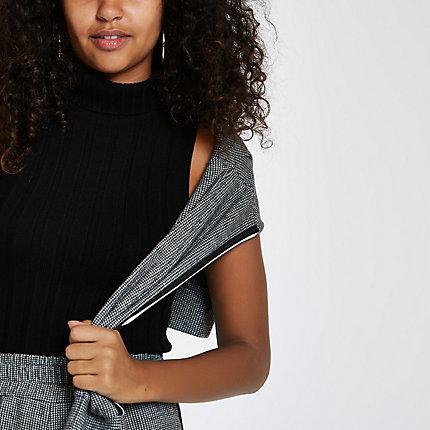River Island Womens Knit Ribbed Roll Neck Sleeveless Top