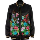 River Island Womens Floral Embroidered Bomber Jacket
