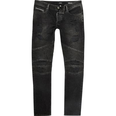 River Island Mens Biker Danny Super Skinny Jeans