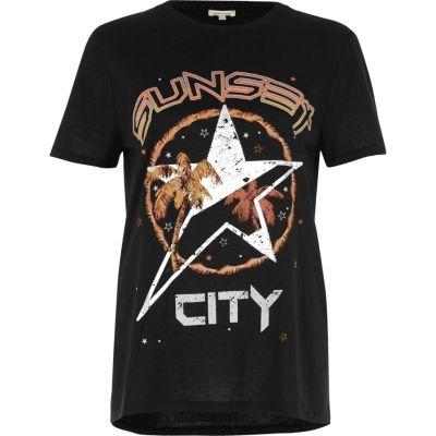 River Island Womens Sunset City Fitted T-shirt