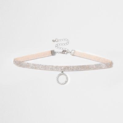 River Island Womens Heatseal Rhinestone Circle Choker
