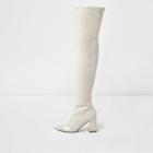 River Island Womens Patent Over The Knee Block Heel Boots