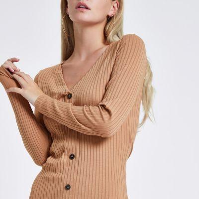 River Island Womens Button Front Bodycon Dress