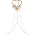 River Island Womens Gold Tone Crystal Beaded Harness