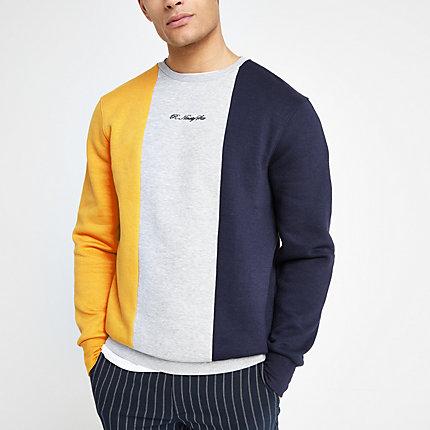 River Island Mens R96 Block Slim Fit Sweatshirt
