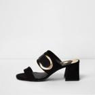 River Island Womens Double Strap Block Heel Mules